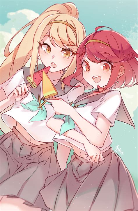 pyra fanart|pyra and mythra cute.